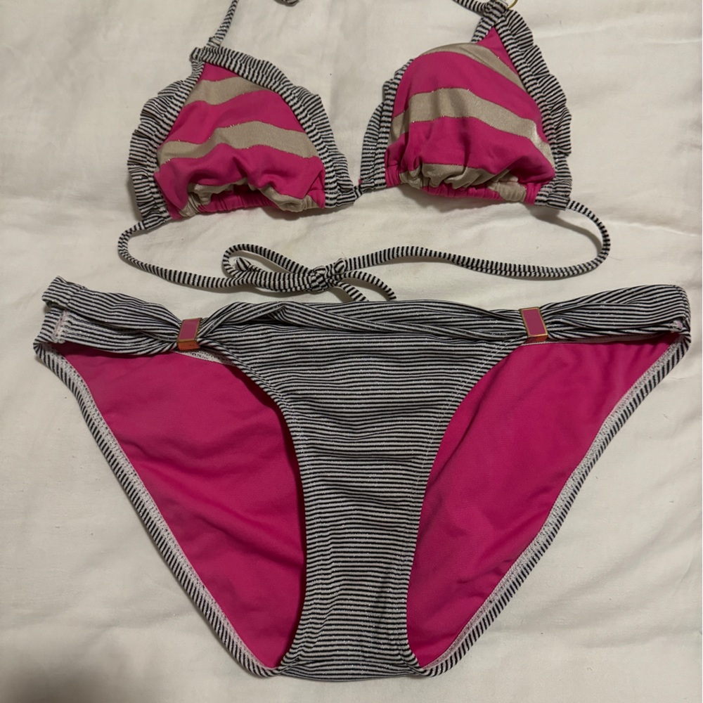 Black/Pink Striped Bikini